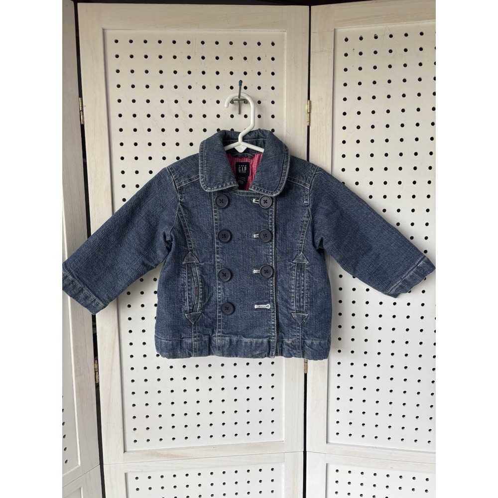 Toddler Girl‎ Baby Gap Quilted Lined Denim Jacket Button Front 18-24M